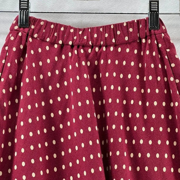 Uniqlo Skirt Girls 110 3-4Y Ines De La Fressange Polka Dot A-Line Twill Burgundy - Picture 2 of 12